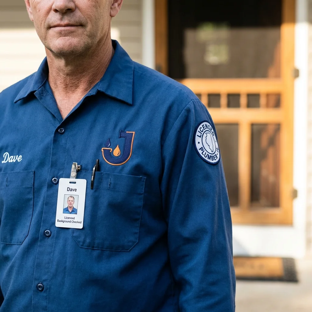 Licensed plumber showing ID badge in Minden, NV